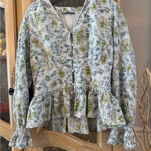 Floral Cotton Button-Up Blouse